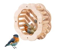 Percha de madera para pájaros, rueda giratoria para pájaros, 7.87 x 7.87 x 2.95 pulgadas, juguete de pájaro de amor con función compacta, accesorio de jaula duradero, parque infantil para mascotas con