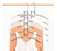 Percha de metal resistente de múltiples capas, perchas antideslizantes de 5 niveles con 2 ganchos giratorios
