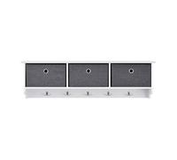 [en.casa] Percha de Pared con 3 Cajas de Almacenamiento Extraíbles Plegables 30 x 100 x 20 cm Blanco Gris Plata máx. 15 kg