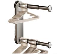 Percha de ropa con ventosa montada en la pared, 1 paquete de gancho telescópico ajustable para paredes lisas, diseño plegable, ahorro de espacio, organización del hogar (gris)