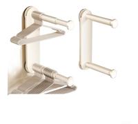 Percha de ropa con ventosa montada en la pared, 1 paquete de gancho telescópico ajustable para paredes lisas, diseño plegable, ahorro de espacio, organización del hogar (2 blancos)