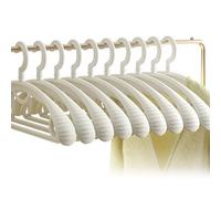Percha de ropa giratoria de plástico de 360 grados, extra gruesa, con hombros anchos, antideslizante, estándar para adultos, ideal para uso diario, paquete de 10, color blanco