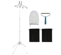 Percha de vapor para ropa, percha plegable con guante de planchado, soporte para plancha de vapor con rotación de 360°, longitud ajustable de 84 a 160 cm, soporte de secado portátil para ropa