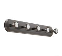 Percha de ventosa de 5 ganchos para baño, cocina, entrada, organizador resistente, triple ventosa, sin taladrar, instalación segura, plástico ABS (gris)