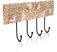 Percha decorativa de madera y hierro fundido, estilo rústico vintage, para colgar en la pared, chaqueta, bata, toalla, perchero para puerta, pasillo, sala de estar, entrada, baño, dormitorio