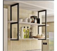 Percha decorativa de techo, estante de almacenamiento industrial de 2 niveles, estante de vino colgante de bar, armario colgante de hierro forjado, estante montado en la pared de una palabra (100 x 30