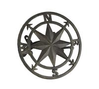 Percha decorativa para manguera de jardn montada en la pared con rosa de brjula nutica de hierro fundido con acabado en bronce, fcil de insta