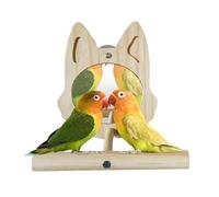 Percha Espejo, perchas de pájaro Espejo, Juguete de Madera interactivo de Periquito, Parakeet Perca Interactive Play Toys for Small Bugies Macaw Lovebird Cascariel Cage Accesorios