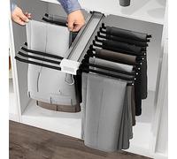 Percha extensible de aluminio para armario, soporte multifuncional para pantalones, ahorra espacio, percha extensible para pantalones con 22 brazos y amortiguador silencioso, soporta hasta 15 kg