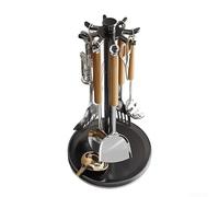 Percha giratoria de aluminio para utensilios de cocina de 360° con múltiples ganchos para cucharas, espátulas y accesorios de cocina (negro)