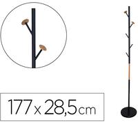 Percha Metálica Negra Con Detalles De Madera 5 Soportes 177X28.5 Cm - Q-CONNECT