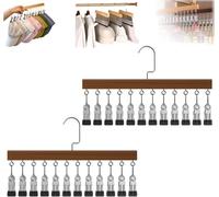 Percha Organizadora De Armario con Clips, Percha Organizadora For Colgar Sombreros Que Ahorra Espacio For Sombreros, Bufandas, Ropa, Jeans, Faldas, Calcetines(Vintage-12 Clips,2PCS)