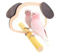 Percha para jaula de pájaros: este asiento para pájaros con un espejo único en forma de orejas de bebé para perros estimula la curiosidad y fomenta la exploración activa, ofreciendo una experiencia