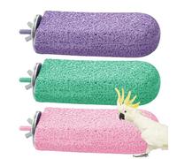 Percha para jaula de pájaros, soporte para helado, 3 juguetes de loro, palitos de molienda de patas, masticar de pie para periquitos, cacatúas, pinzones de pájaros