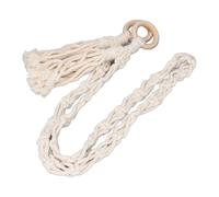 Percha para juguetes de peluche de gran capacidad y ahorro de espacio, cuerda de algodón beige, madera