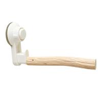 Percha para pájaros de loro para cristal, 18,5 x 9,9 cm, soporte de antena de madera con soporte de ventosa, forma natural para viajes en coche y ducha, compatible con pájaros con picos de 1,3 a 3 cm