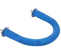 Percha para Pájaros de Madera Natural en Forma de U, Soporte Colgante con Cuarzo, Azul, 12x16cm, para Perico, Cacatúa, Canario