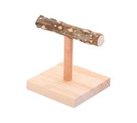 Percha para pájaros en forma de T - Soporte de práctica para loros, plataforma de madera natural, barra de asiento de mesa de cacatúas, juguete de actividad para periquitos, tórtolas, guacamayos y