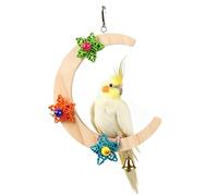 Percha Para Pájaros Percha De Madera En Forma De Media Luna Con Cascabel