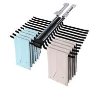 Percha para pantalones extensible, multifuncional para armario, 22 brazos, armario con flocado, ahorro de espacio, estante para colgar pantalones, carga máxima de 15 kg (negro)