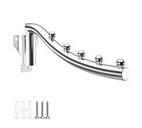 Percha para Ropa Montado en la Pared, Gancho para Secadora Plegable, 180 ° Giratorio Perchero de Acero Inoxidable Metal Percha Soporte Plegable para Ropa Seca Estante de Lavandería Armario Organizador
