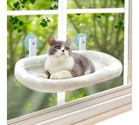 Percha para ventana para gatos, hamaca inalámbrica para gatos, cama plegable para gatos grandes con 4 ventosas fuertes, marco de metal sólido y funda de cama extraíble