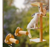 Percha para ventana y estantes de pared para gatos 2 en 1, árbol de actividades para rascar gatos montado en la pared, poste rascador para gatos, gatitos con cama para gatos