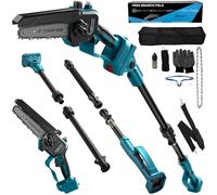 Percha podadora telescópica compatible con Makita 18V (sin batería) | Eléctrico de 6 pulgadas mini motosierra inalámbrica cabeza giratoria 90°, engrasador automático ligero y manejable