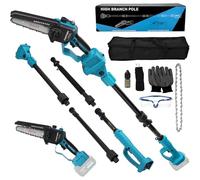 Percha podadora telescópica eléctrica compatible con Makita 18 V (sin batería), 6 pulgadas Mini motosierra inalámbrica Cabeza giratoria de 90 °, engrasadora automática ligera y manejable