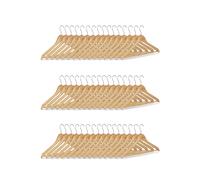 Relaxdays Giro de 360 Grados Pack, Perchas de Madera para el Armario, Gancho Giratorio, HxL: 22,5x44,5 cm, Natural, Hierro, 48 Unidades