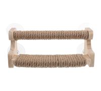 Percha Ventosa de Dos Niveles para Loros, Madera y Cuerda | Apta para Cacatúa y Conuro, Fijación en Vidrio o Azulejo, Uso Interior en Casa, Color Caqui