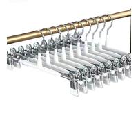 Perchas Ajustables con Múltiples Clips - Recubrimiento Antideslizante de Alta Resistencia para Faldas, Pantalones, Bufandas, Corbatas y Organización de Lencería - Paquete de 10 (E 31*15cm/12*6in)