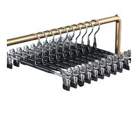 Perchas Ajustables con Múltiples Clips - Recubrimiento Antideslizante de Alta Resistencia para Faldas, Pantalones, Bufandas, Corbatas y Organización de Lencería - Paquete de 10 (D 31*15cm/12*6in)