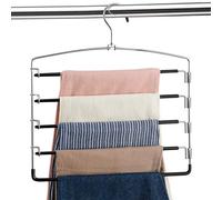 Perchas antideslizantes para pantalones, paquete de 3 perchas de brazo oscilante multicapa que ahorran espacio, perchas de acero inoxidable para armario, organizador de almacenamiento para pantalones,