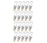 Perchas de acero inoxidable, 20 clips de metal pequeños para calcetines, sombreros y pantalones, estante de secado multifuncional con agarre seguro, resistente al óxido y fiable, para uso doméstico y