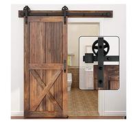 Perchas de hardware la puerta del granero deslizante 2pcs negro (Rueda hablar grande (2pcs)) Suave, silencioso(17FT Single Door)