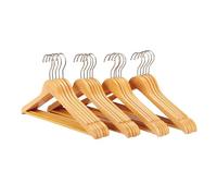 Perchas de Madera 5pcs Swivel Hook Wooden Hanger Non-Slip Trouser Bar and Shoulder Slots For Camisole, Jackets, Pants(Wood Color)