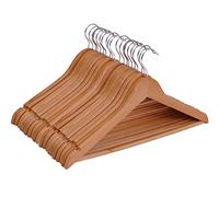 Perchas de madera - Con barra para pantalones y giratorio - Estribo de madera..., madera, 20 unidades