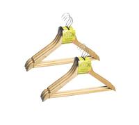 Perchas de Madera Curvas, Natural, 450 mm, 6 Unidades