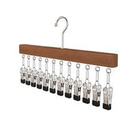 Perchas De Madera para Pantalones | Soporte para Sombrero con 12 Clips | Clips Duradero para Colgar Pantalone De Yoga Vaqueros, Faldas, Sombreros, Pantalones, Bufandas, Pantalone