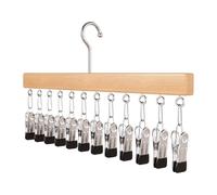 Perchas De Madera para Pantalones | Soporte para Sombrero con 12 Clips | Clips Duradero para Colgar Pantalone De Yoga Vaqueros, Faldas, Sombreros, Pantalones, Bufandas, Pantalone
