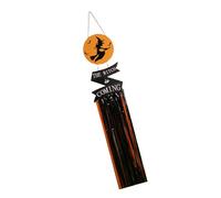 Perchas de madera para puerta de Halloween con borlas, diseño de murciélago y bruja, placas para colgar en la pared para personalizar la decoración del hogar