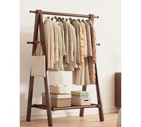 Perchas de madera, perchas plegables portátiles, perchas verticales con estantes de almacenamiento, perchas pesadas, con ganchos, adecuadas para dormitorios, balcones, lavanderías 80cm