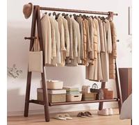 Perchas de madera, perchas plegables portátiles, perchas verticales con estantes de almacenamiento, perchas pesadas, con ganchos, adecuadas para dormitorios, balcones, lavanderías 120cm