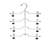Perchas de pantalones de 4 niveles para ahorrar espacio de metal para faldas con clips para pantalones y pantalones