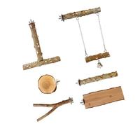 Perchas De Pie para Juguetes Pájaros 6 Uds. Soporte Escalada Perca Madera Natural Columpio Masticar Entretenimiento Pájaros Pequeños A Grandes Loros Ramas Soporte