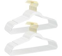 Perchas de Plástico 41cm, 20 Transparentes con Gancho Dorado Giratorio 360°