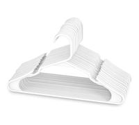 Perchas de plástico con muescas para ropa, ideales para uso diario estándar, blancas, paquete de 20, etiqueta