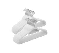 SONGMICS Percha de Terciopelo, Juego de 50, Antideslizantes, con Barra Corbata y Gancho Negro, 0,6 cm Espesor, Ahorra Espacio, 43,5 cm Largo, Abrigo Pantalón, Blanco Nube y Plata CRF020W02