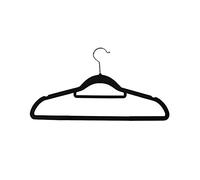 Perchas de Terciopelo - Juego de 10, Negro, Beige o Gris - Antideslizante - Gancho Giratorio - Perchas para Trajes (Negro)